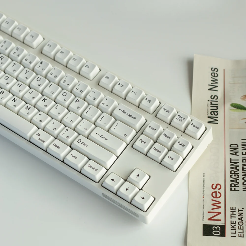 Imagem -03 - Simples Branco Mda Keycaps Pbt Letras Japonesas Faça Você Mesmo Teclado Mecânico 60 80 87 98 104 108 126 Chaves