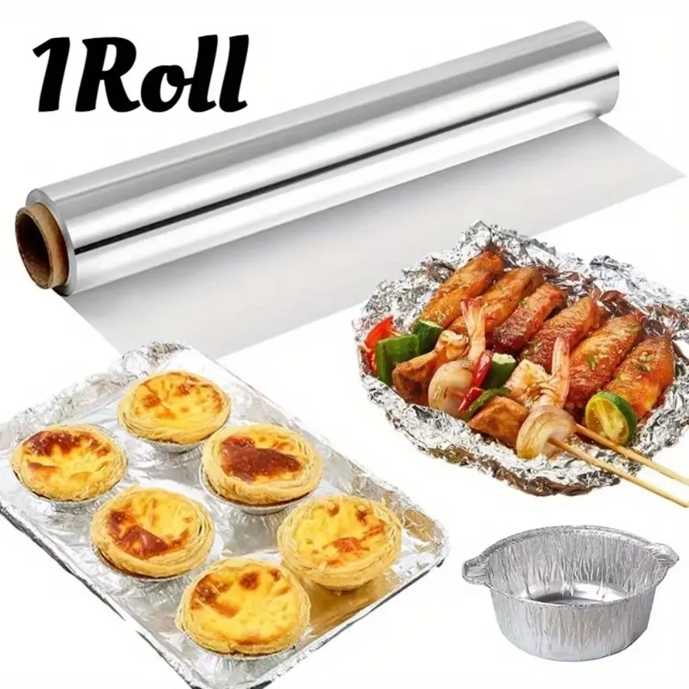5m/10m/20m Disposable Tin Foil Paper Thickened Food-grade Barbecue Foil Heat-Resistant Non-stick Aluminum Foil Paper Baking