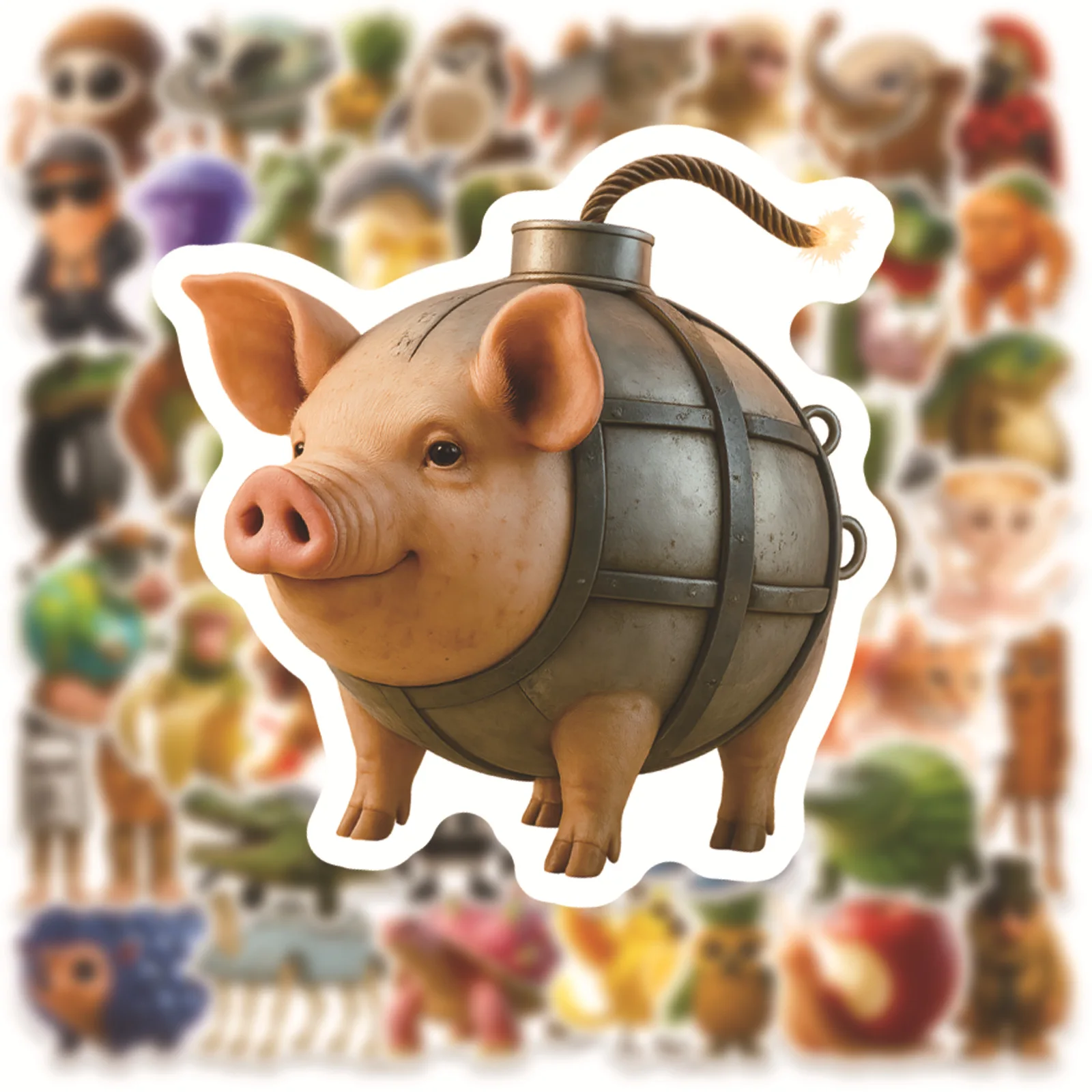 60Pcs Italian Brainrot Stickers Tung Tung Tung Sahur Decals Funny Animal Sticker Toys Waterproof DIY Laptop Phone Car - view 3