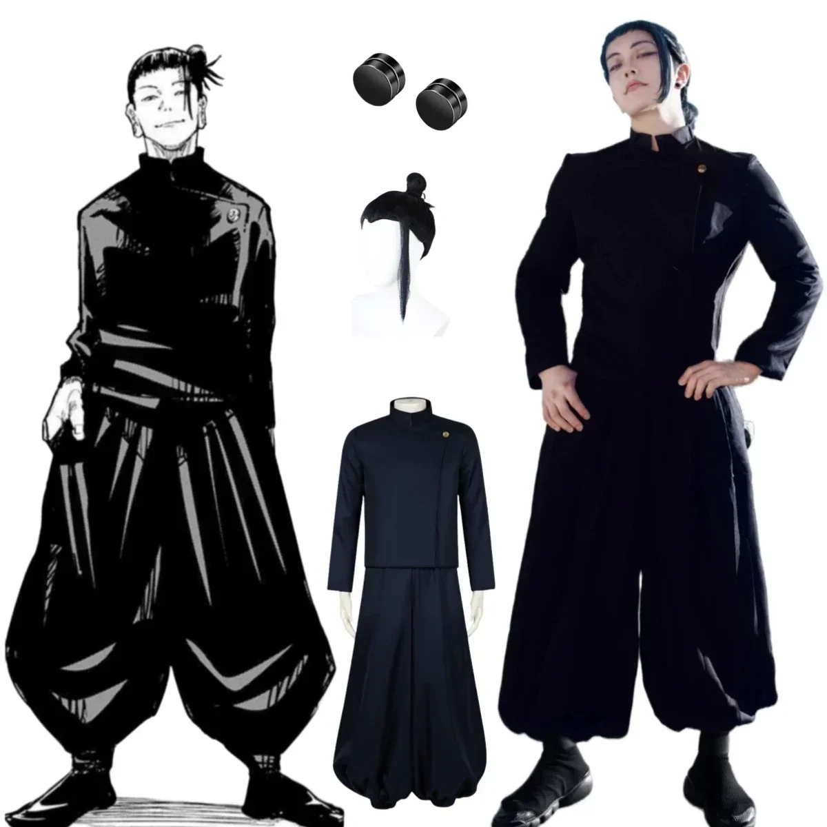 Jujutsu Kaisen Geto Suguru Cosplay Anime Costume Black School Uniform Wig Suit Halloween Men Costumes Clothing