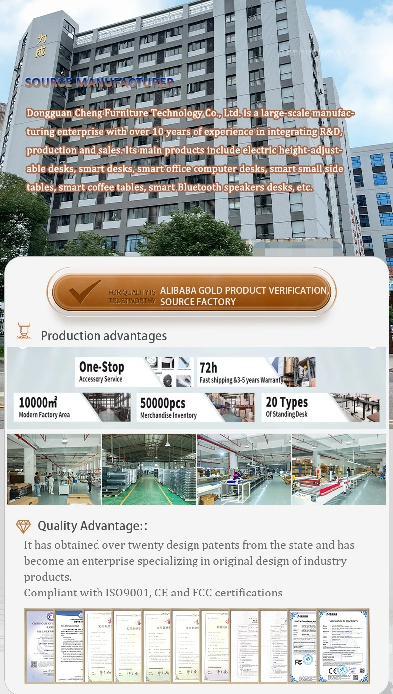 Scrivania intelligente regolabile in altezza Doppio motore Tavolo direzionale moderno e durevole Fornitura di scrivania Scrivania direzionale ad alta tecnologia