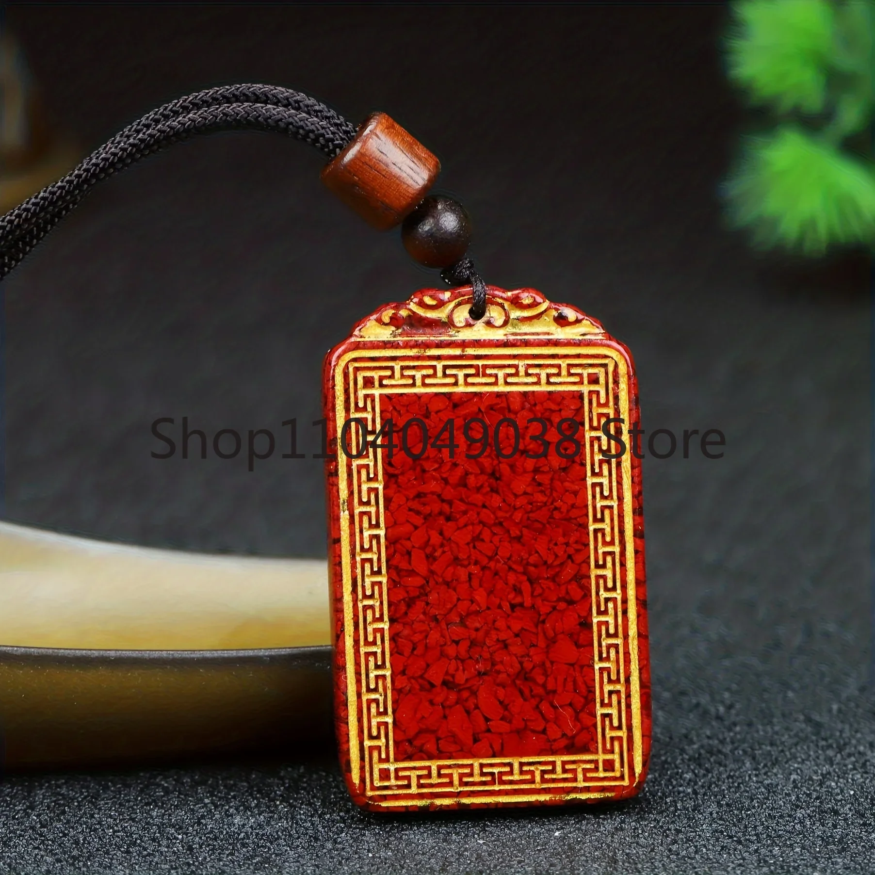 

Engraved Hot Stamping Brand Ethnic Style No Event Pendant Particle Crystal Sand Cinnabar Men's and Women's Pendant Necklace