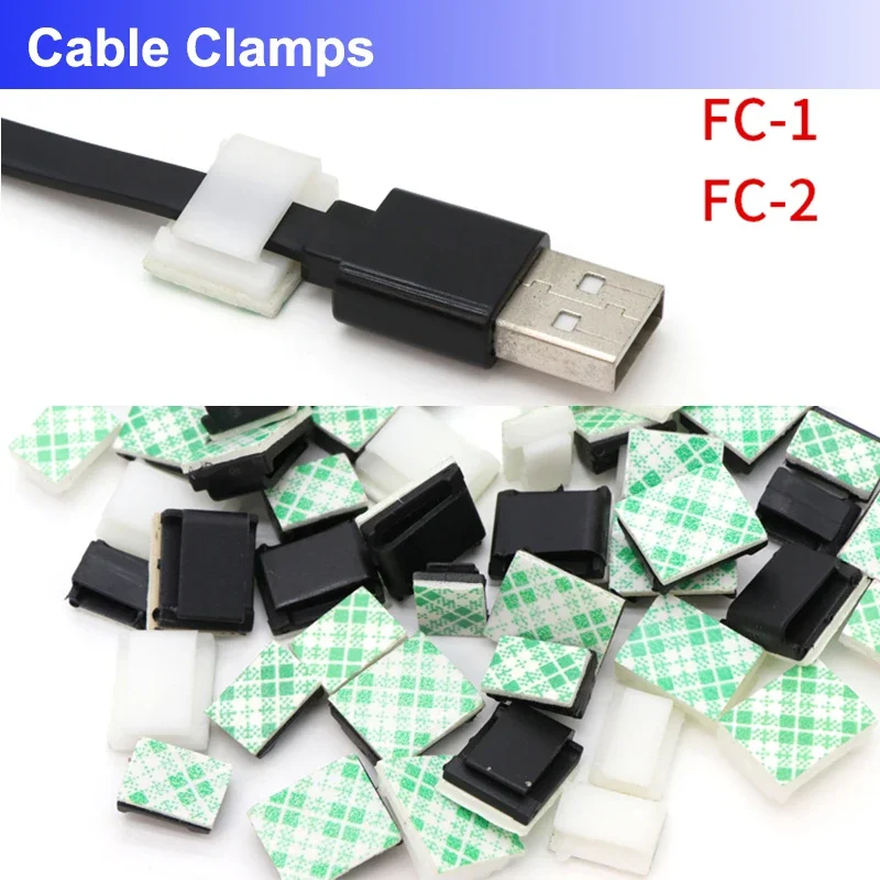 

10/50pcs FC-1 FC-2 Cable Clamps Car Cord Clip White Black Self Adhesive Mount Wire Tie Fix Holder Line Organizer Management