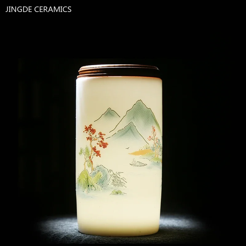 Mutton Fat Jade White Porcelain Tea Jar Ceramic Portable Travel Sealed Coffee Container Tea Box Custom Exquisite Teaware Gifts