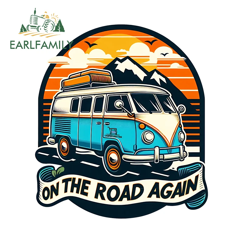 EARLFAMILY Picnic aventura estilo Retro pegatinas de coche atractivo RV Camper parabrisas calcomanías accesorios coloridos Para Auto