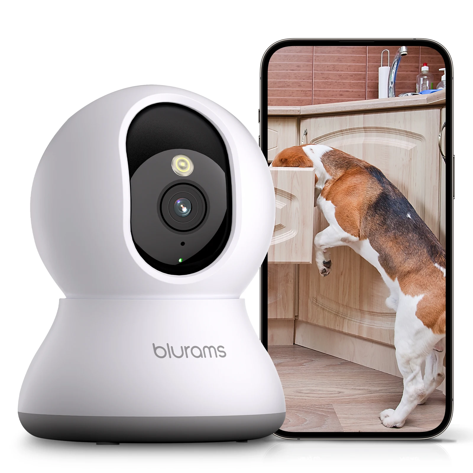 blurams Pet Camera 2K, 360° Indoor Security Camera, Dog Camera with Phone App, PTZ Cameras for Home Security Indoor, 2-Way Audio