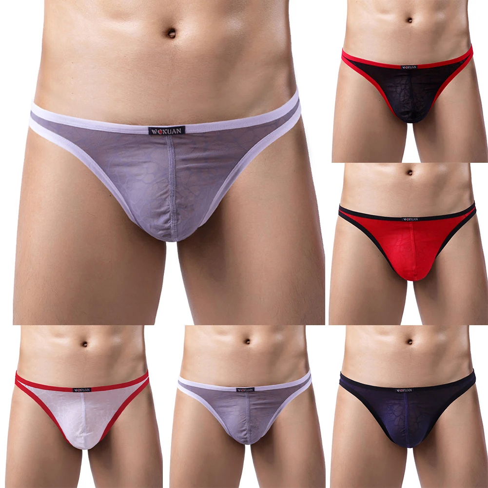 

Мужские кружевные трусы, прозрачная выпуклая сумка с низкой талией, сексуальное нижнее белье, нижнее белье