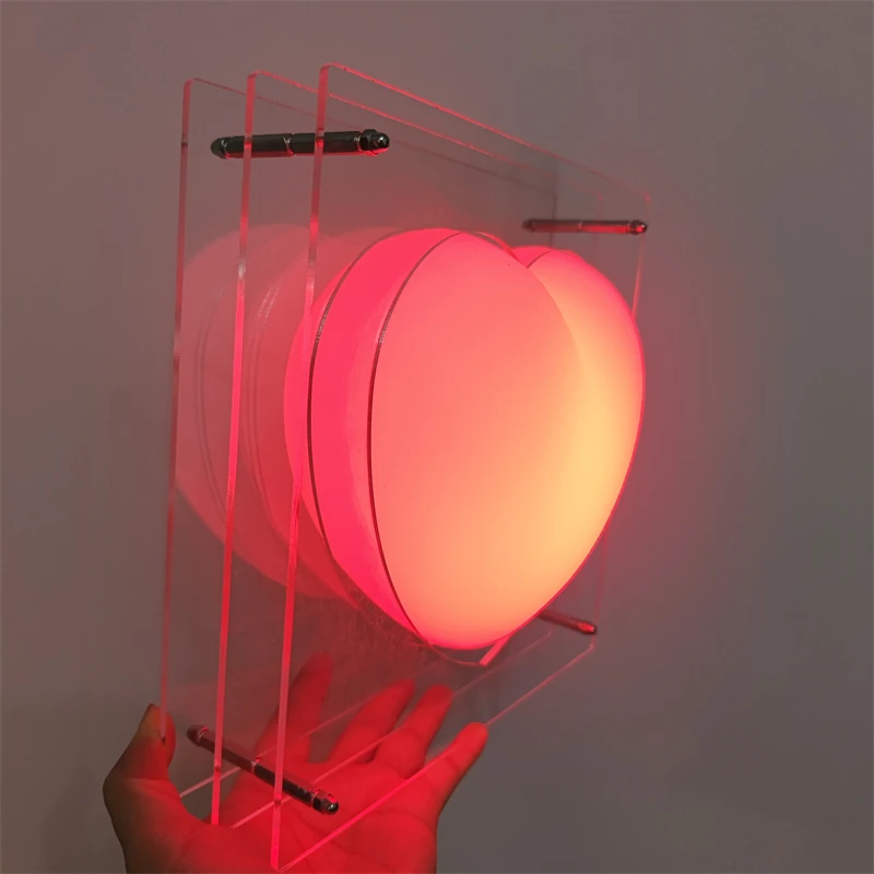 Heart-shaped Night Light Transparent Acrylic LOP Lamp Rechargeable RGB 16 Colors Remote Control Bed Time Atmosphere Girl Gift