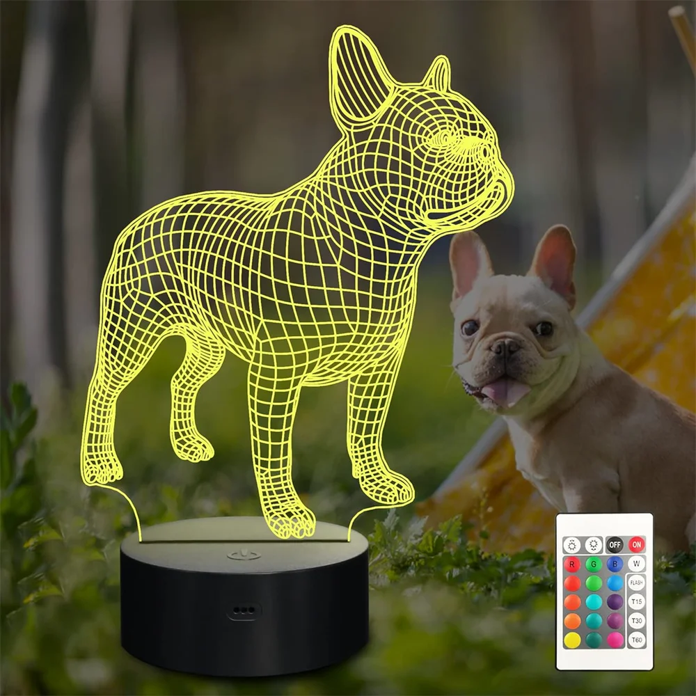 

Acrylic Led Desk Light 3D Illusion Cute Dog Creative Night Lamp Colorful Home Decoration USB/Battery Powered for Festival,KTV