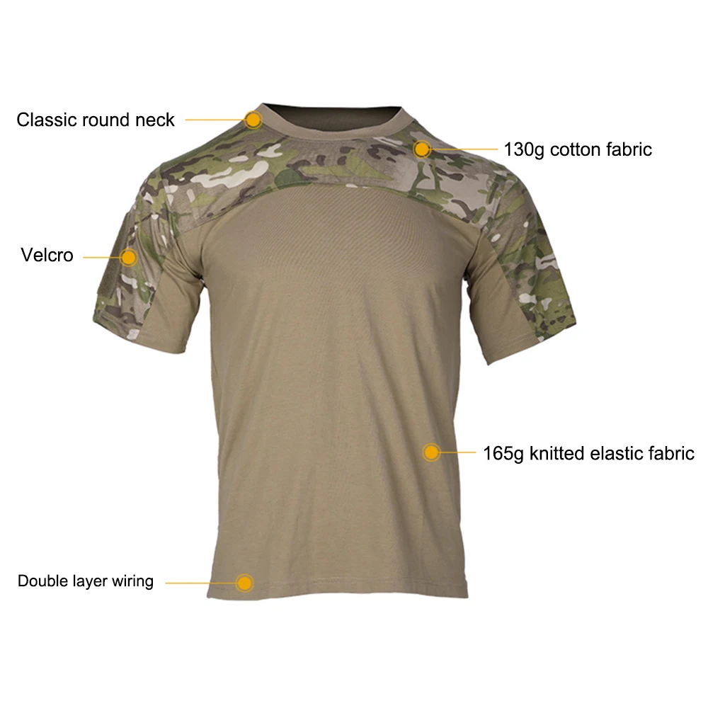 Mens Camouflage Shirts Tees Tactical Combat Shirt Hunting Clothes Tops Workout Clothing Outdoor Breathable Camo T Shirt