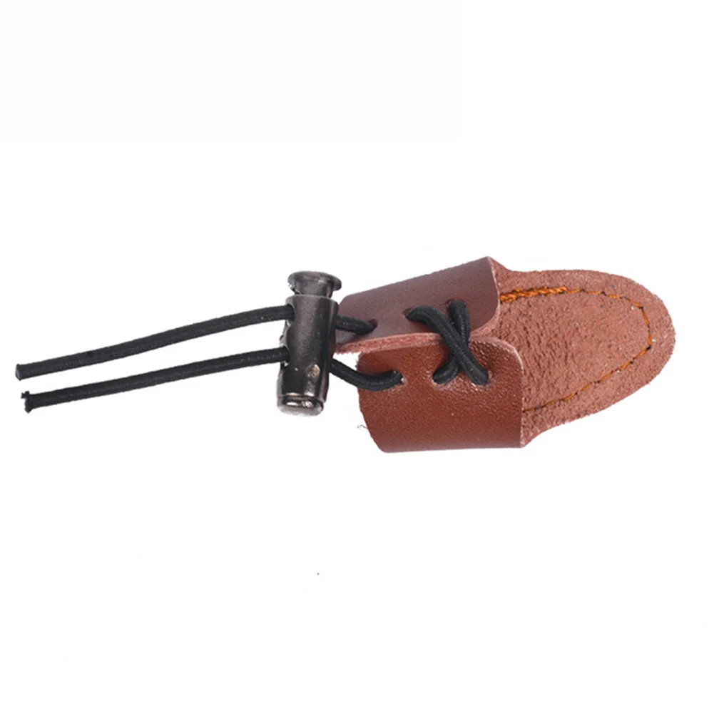 2x Sale Thicken Cow Leather Thumb Finger Tip Protector Guard Ring Tab Leather Hunting Practice Archery Pull Arrow ShootingGlove