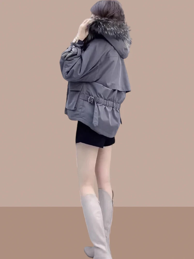Women's Winter Thickened Cotton Jacket 2026 New Style Short Quilted Coat Fleece Lined Korean Style Zipper Closure Long Sleeve