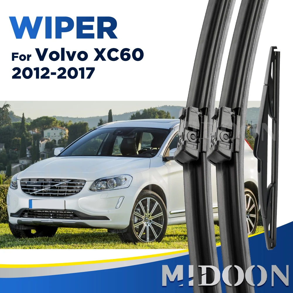 

MIDOON Wiper Front Rear Wiper Blades Set For Volvo XC60 2012-2017 2016 2015 Windshield Windscreen 26"+20"+14"