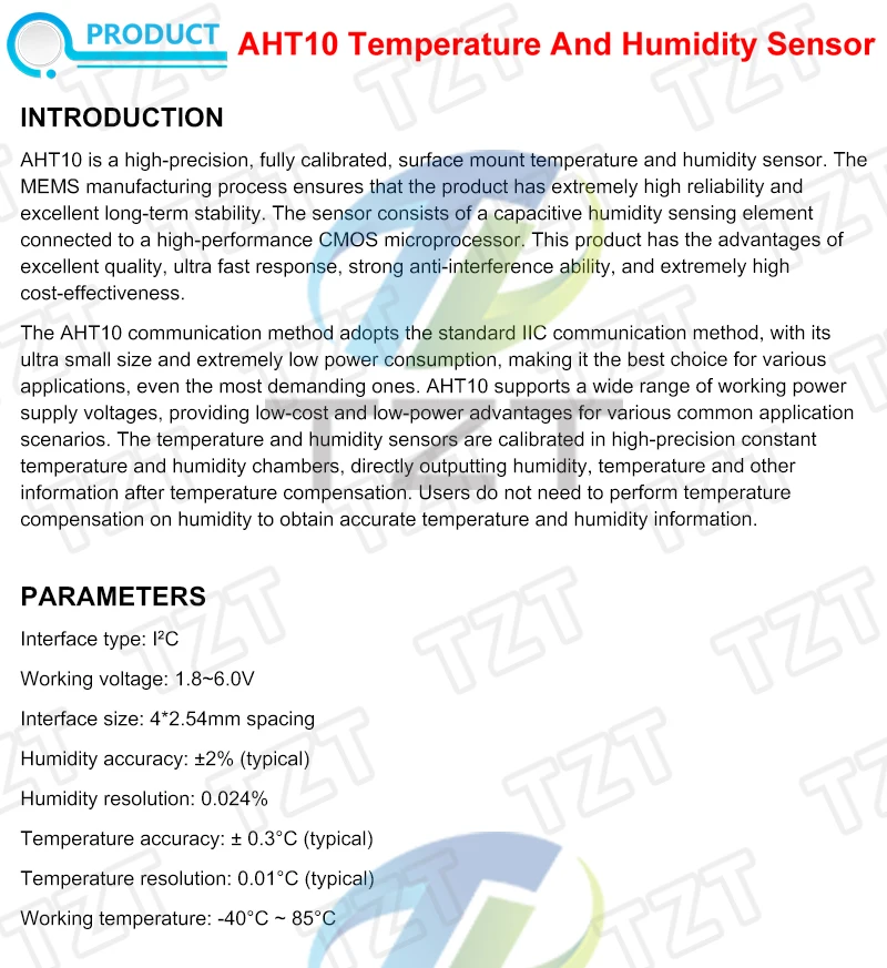 AHT10 AHT15 AHT20 AHT21B AHT25 AHT30 Hochpräzises digitales Temperatur- und Feuchtigkeitssensor-Messmodul mit I2C-Kommunikation – Detail 1