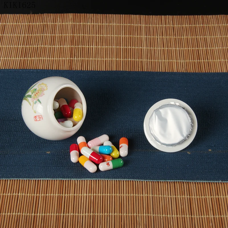 Ceramic Mini Tea Jar Art Painted Flowers Porcelain Storage Box Kitchen Food Container Candy Storage Jar Desktop Ornament Gift image 3