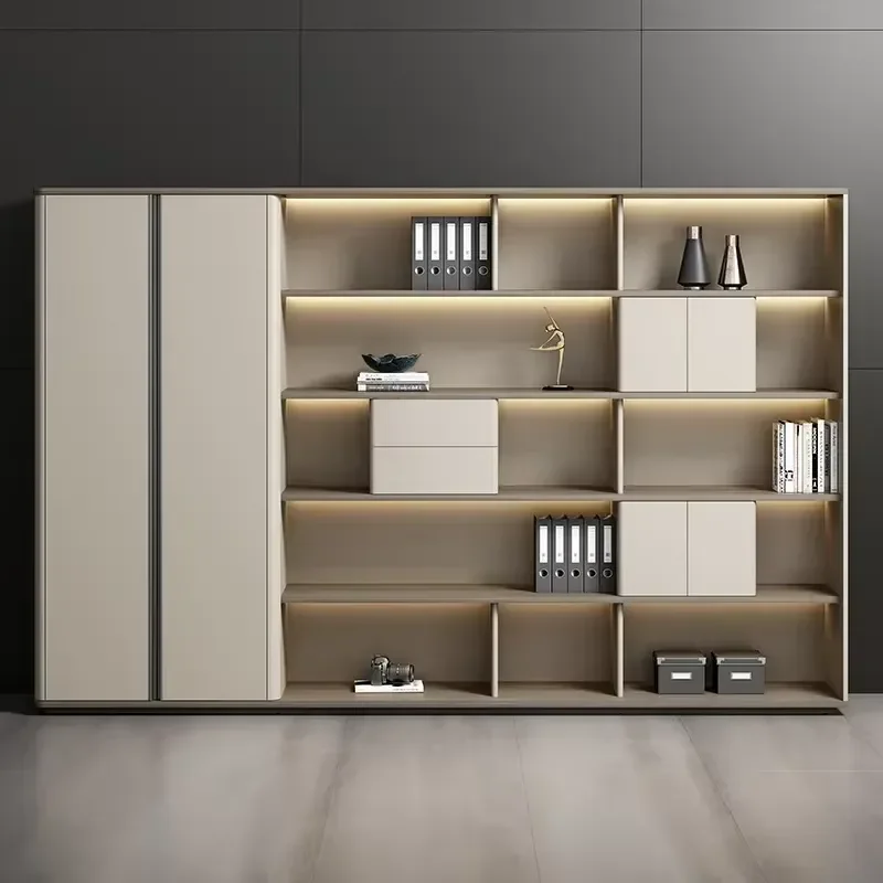 Nordic Modern Luxury Wood File Cabinet Storage Bookcase for Room Background Boss Office Archives Manager