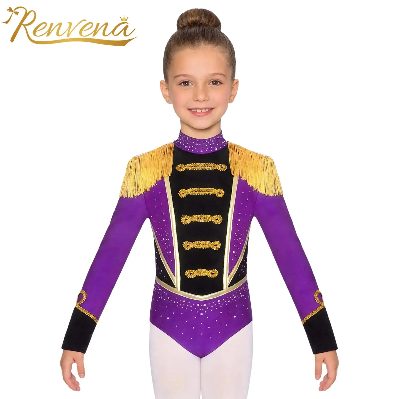 

Childs Majorette Drum Major Leotard Kids Girls Marching Band Uniform Circus Bodysuit Military Parade Costumes Fancy Dress Up