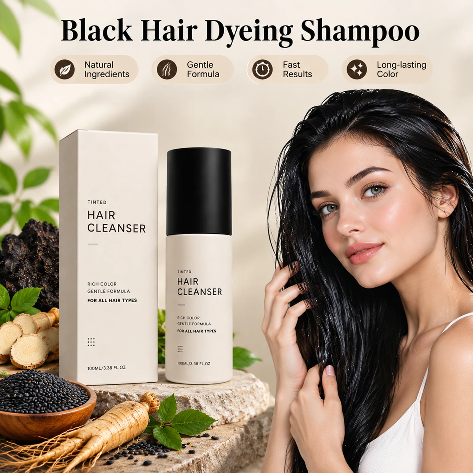 Herbal Multi Color Hair Dyeing Shampoo Semi-Permanent Natural Look Gray White Cover Repair Damaged Roots Coloring Black Shampoo