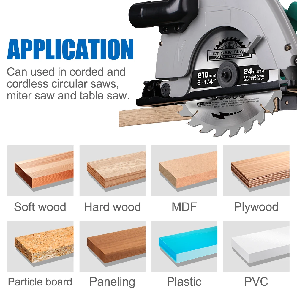 XCAN 1/3pcs 210mm Circular Saw Blade 24T/48T/60T/80T Wood Cutting Disc Carbide Tipped TCT Saw Blade Woodworking Tools view 6