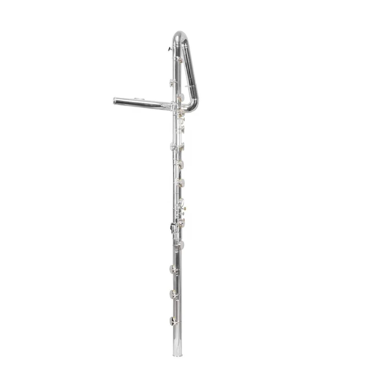 Premium C Contrabass Flute, Silver-Plated 16 Covered Hole Keys Woodwind Instrument Model JFL-750S for Professional Flute Choir