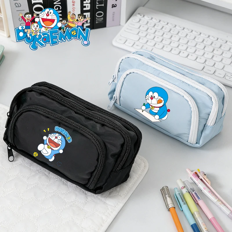 Doraemon Student Pencil Case Anime Cartoon Multi Pocket Pen Pouch Boy Girl Large Capacity Pencil Bag Stationery Organiser Bags