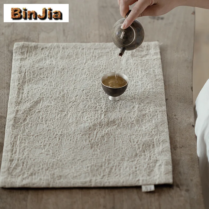النمط الياباني القطن الكتان مستطيلة طاولة شاي الحصير اليابانية شرب كوستر عشاء مفرش طاولة حصيرة تشا لوازم الحلي هدية #4