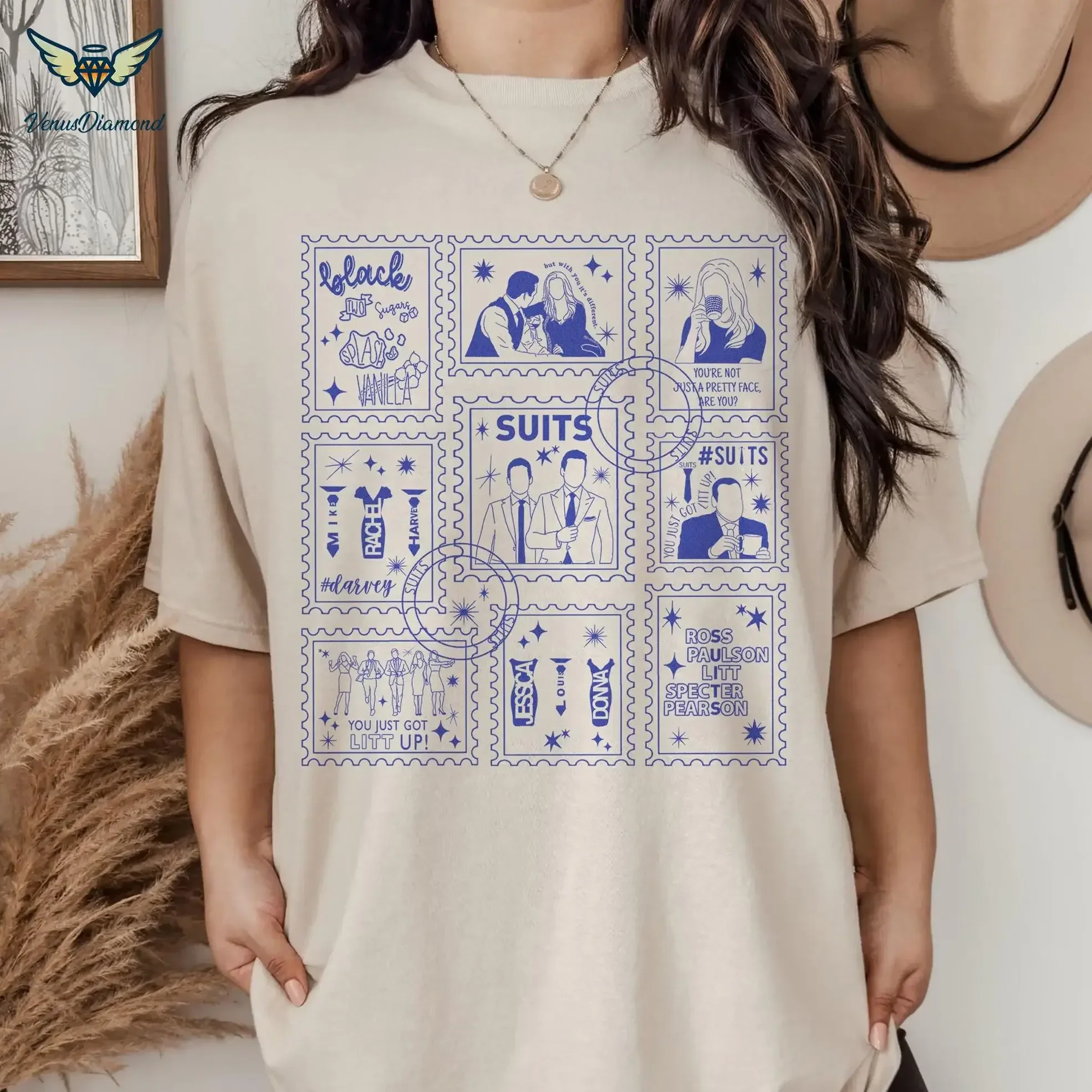 Suits Movie Vintage Stamps ArT T Shirt Harvey Specter Louis LitT Pearson Hardman