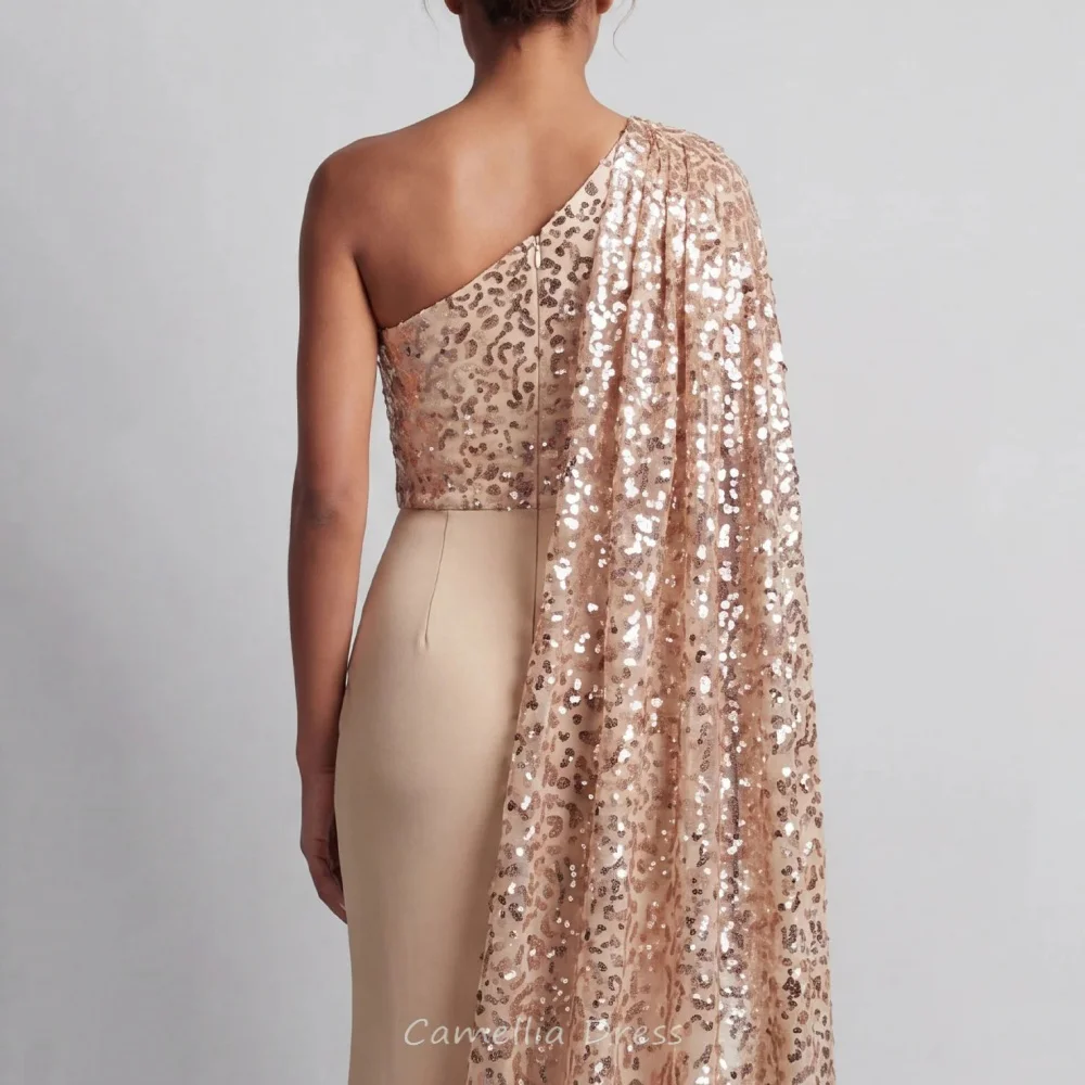 Mermaid Customized Mother of the Wedding Dress Party Gown Vintage One Shoulder Sequined Evening robe invitée mariage