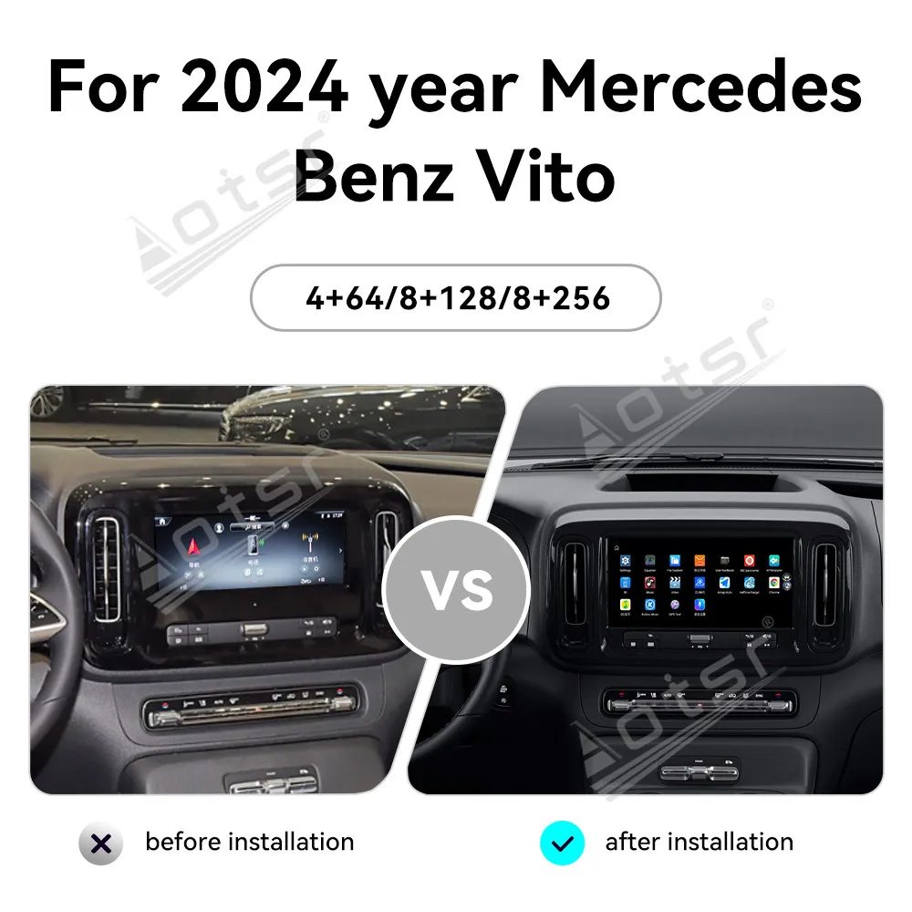 12.5'' Android 13 Dual System for Mercedes Benz Vito 2024 year Canbus Function Navigation Apple Carplay Car Radio DSP GPS 4G