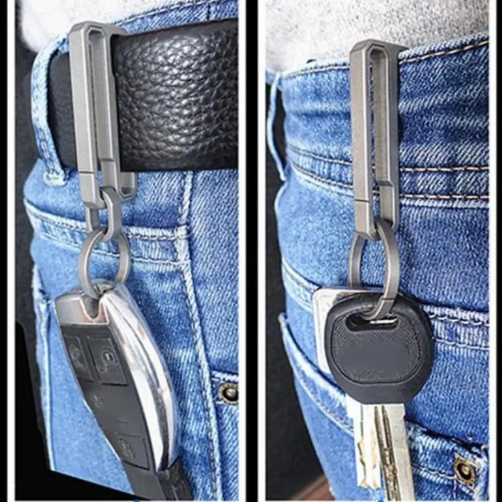 Lightweight Titanium Alloy Key Ring Multifunction Quick Draw Outdoor Belt Clip Keychain Grey Hanging Webbing Buckle