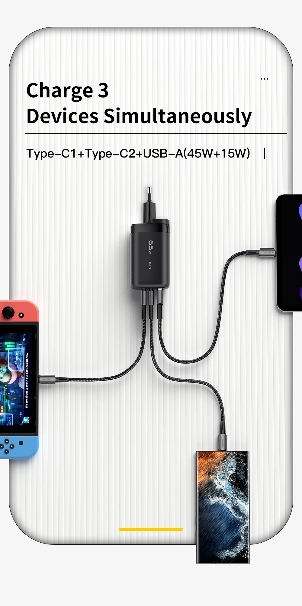 Essager USB Type C Charger 65W GaN QC3.0 PD3.0 For iphone 14 13 12 Pro Max Xiaomi Mobile Cell Phones Fast Charge Charger EU Plug