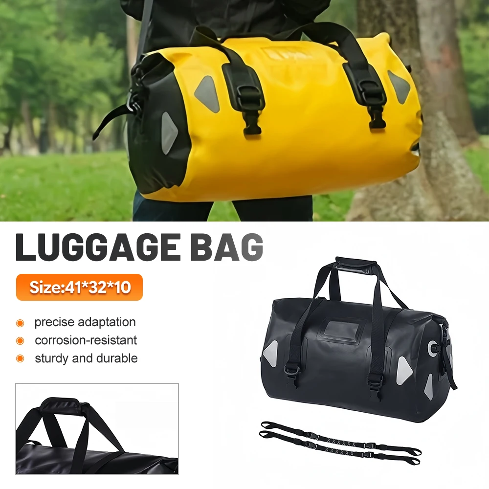 Motorcycle Tail Bag 40L 66L 100L Waterproof TPU Dry Duffel Bag Rear Seat Luggage Universal for Adventure Touring Off-Road