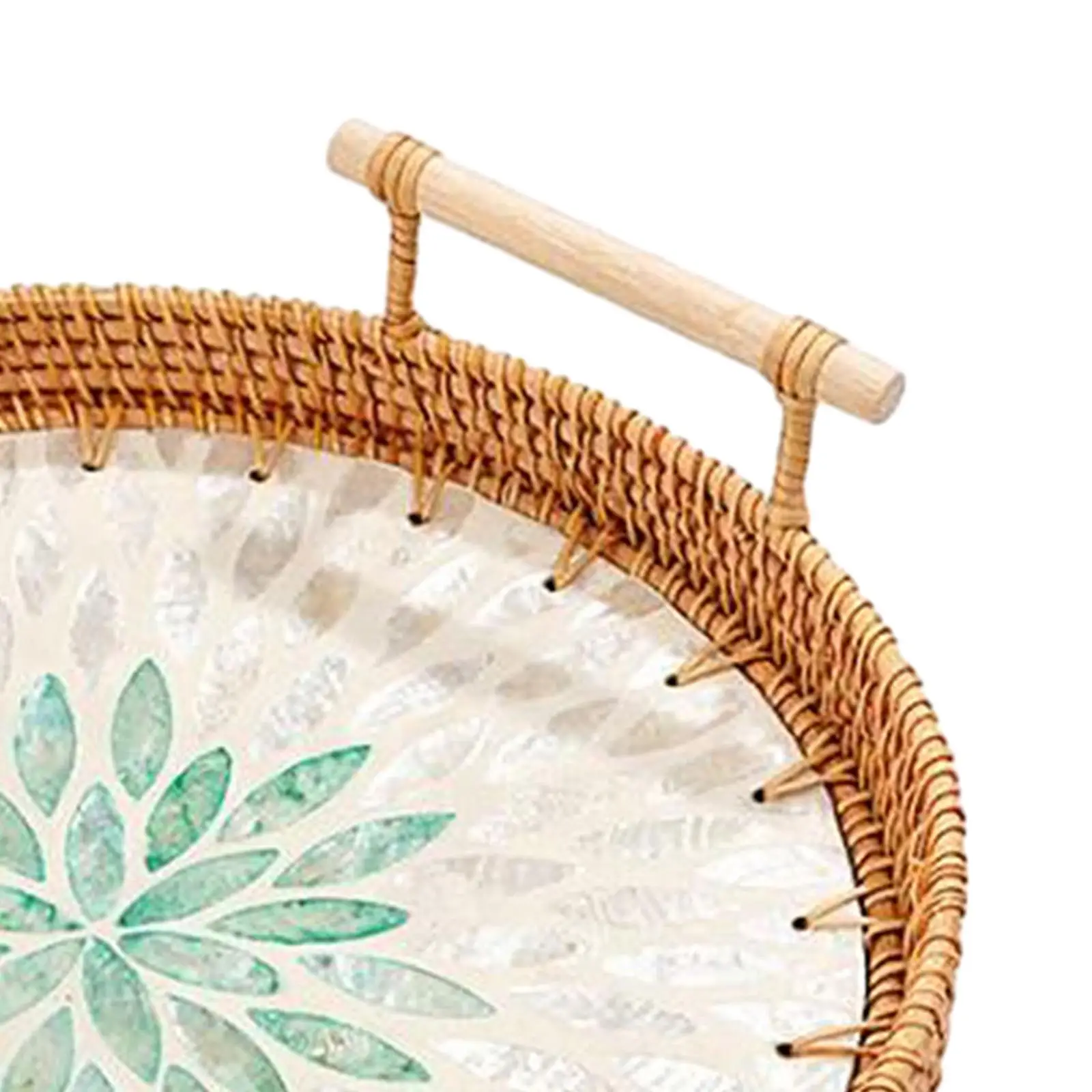 ถาดเสิร์ฟหวายถาดเก็บของตกแต่งสําหรับโต๊ะห้องนั่งเล่นร้านอาหาร