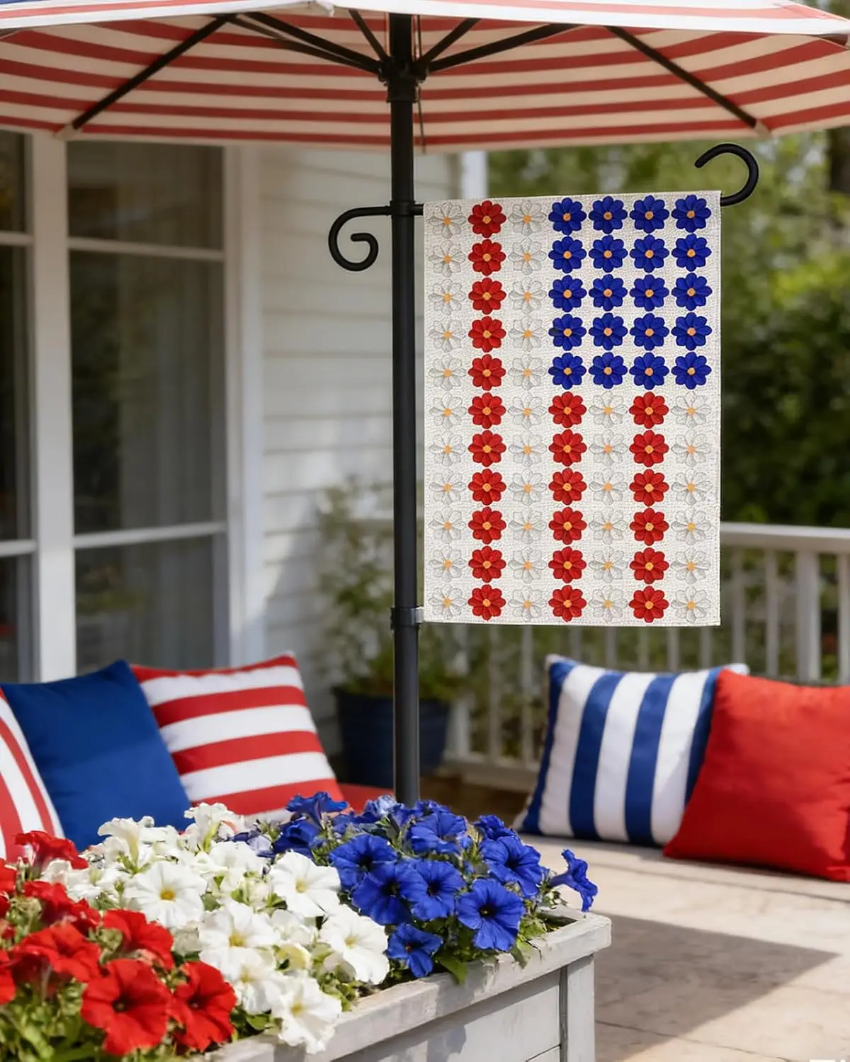 Ronglry American Flag USA Garden Flag 12x18 Inch Double Sided Outside,Spring Flower Garden Flag for 4th of July Patriotic Me llp
