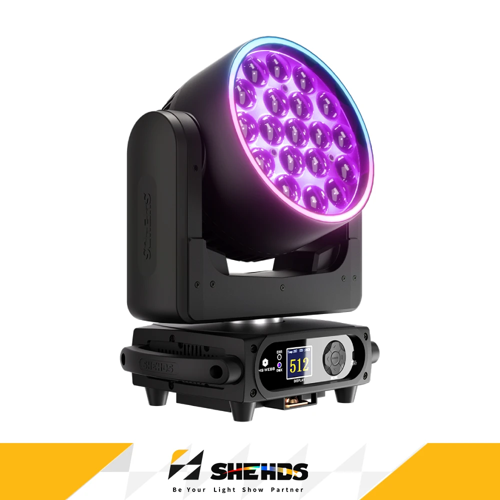 SHEHDS New LED Zoom 19x15w&19x25w 4in1 Beam Wash Ring Moving Head For DJ Disco Christmas Concert Church Music Festival Audience