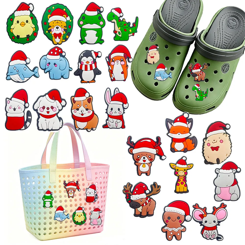 1-100pcs Cartoon Cute Small Animal Christmas Series PVC Shoe Charms Accessories DIY Detachable Waterproof Fashion Party Gifts
