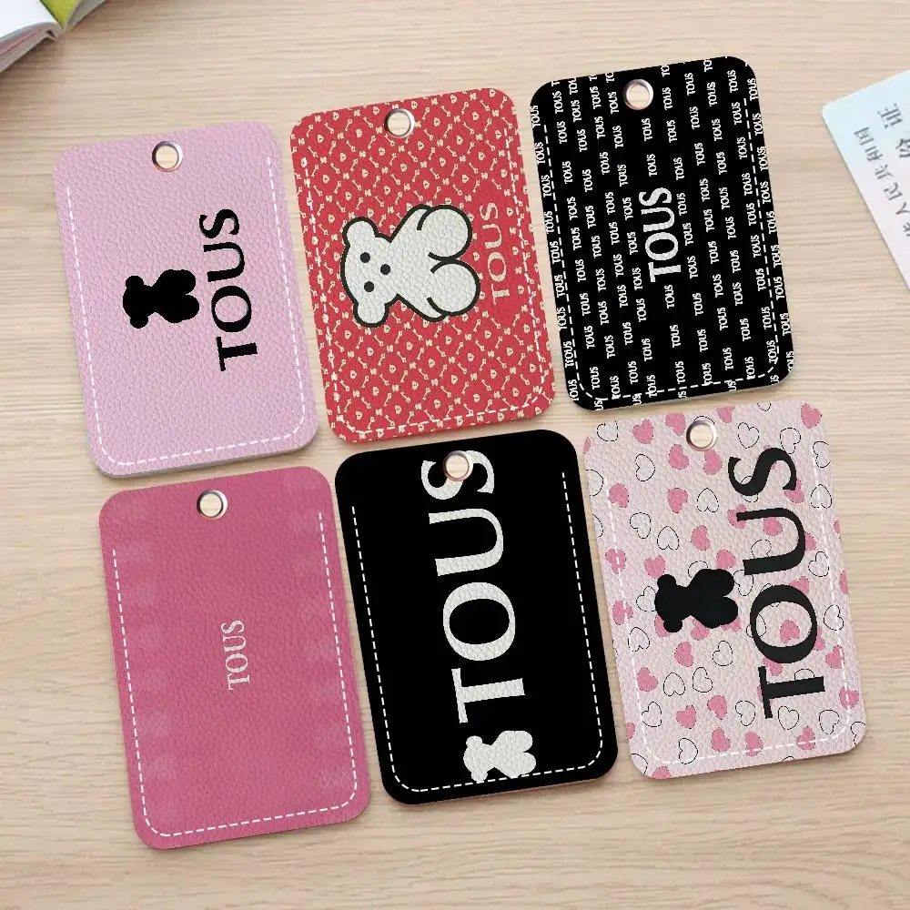 Lindo llavero con diseño de oso T-TOUSes, tarjetero para tarjetas de acceso y comidas, funda protectora para tarjetas de crédito, identificación y bancarias, colgante de moda