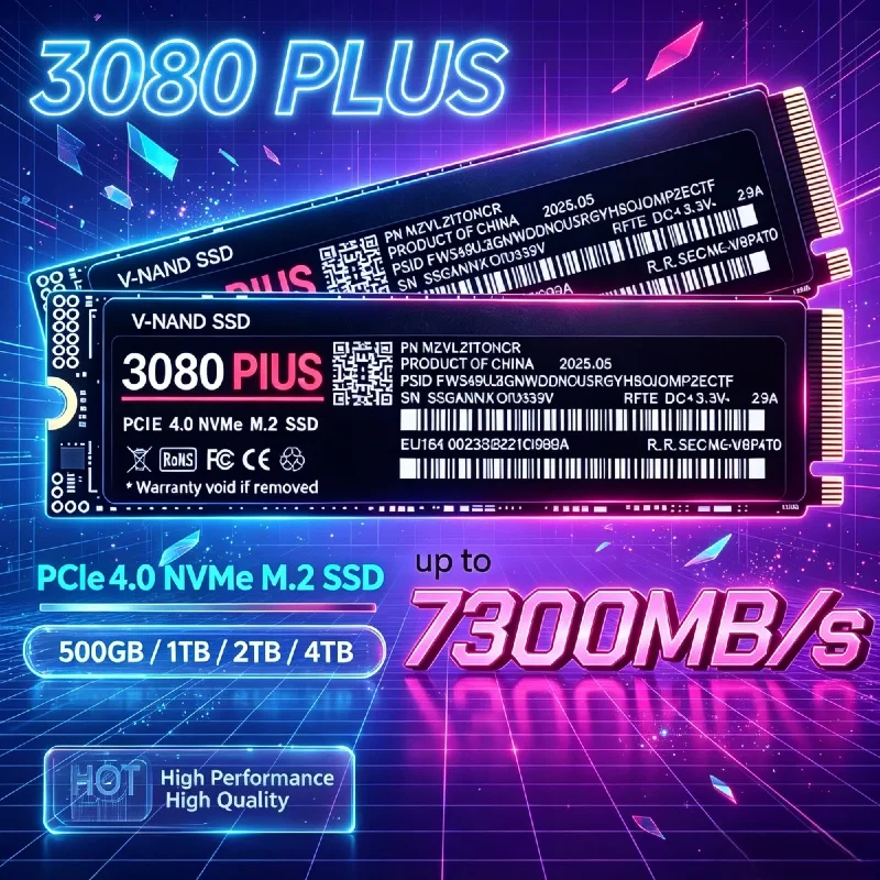 3080 PLUS M.2 NVMe SSD 2280 PCIe Gen4.0 X4 7300MB/s TLC 3D NAND Solid State Disk 500GB-4TB Gaming Storage for PS5 Laptop PC