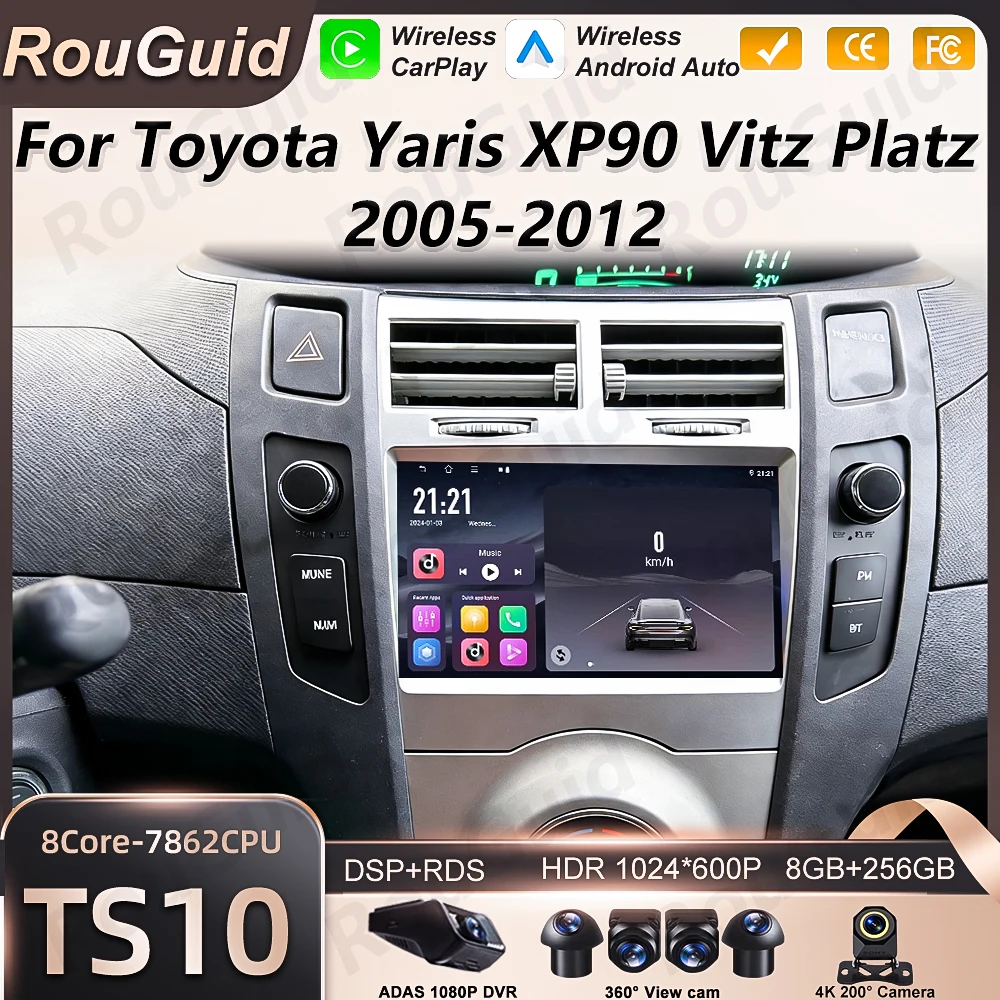 

Android Auto Car Radio For Toyota Yaris XP90 Vitz Platz 2005 -2012 Carplay Multimedia Player Car Stereo Wifi 5G Head Unit Screen