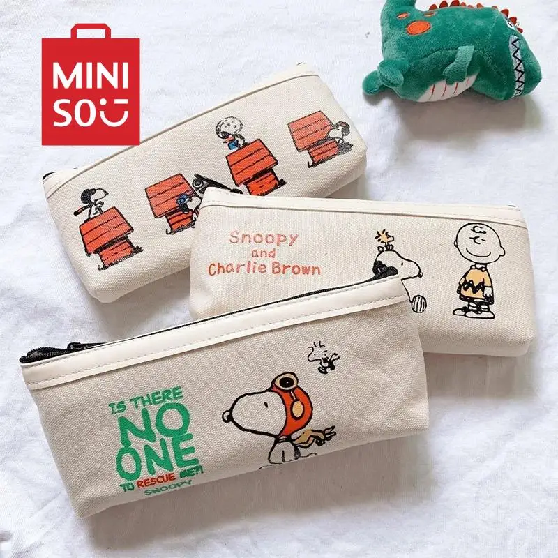 Snoopy Pencil Case Kawaii Anime Canvas Student Charlie Cartoon Stationery Case Pencil Case Stationery Supplies Girls Toys Gifts