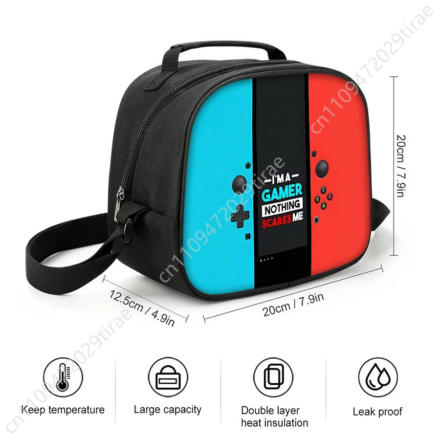 Games Console Shoulder Strap Insulated Lunch Bag Student Bento Food Container Bags Reusable Thermal Cooler Lunch Boxes For Work