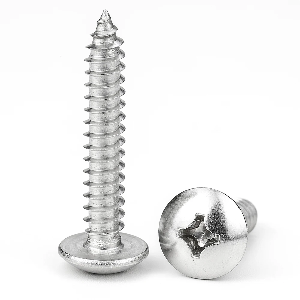M2 M3 M3.5 M4 M5 M6 Cross Truss Head Self-tapping Screw for Funiture Stainless Steel Phillips Mushroom Head Wood Tapping Screw