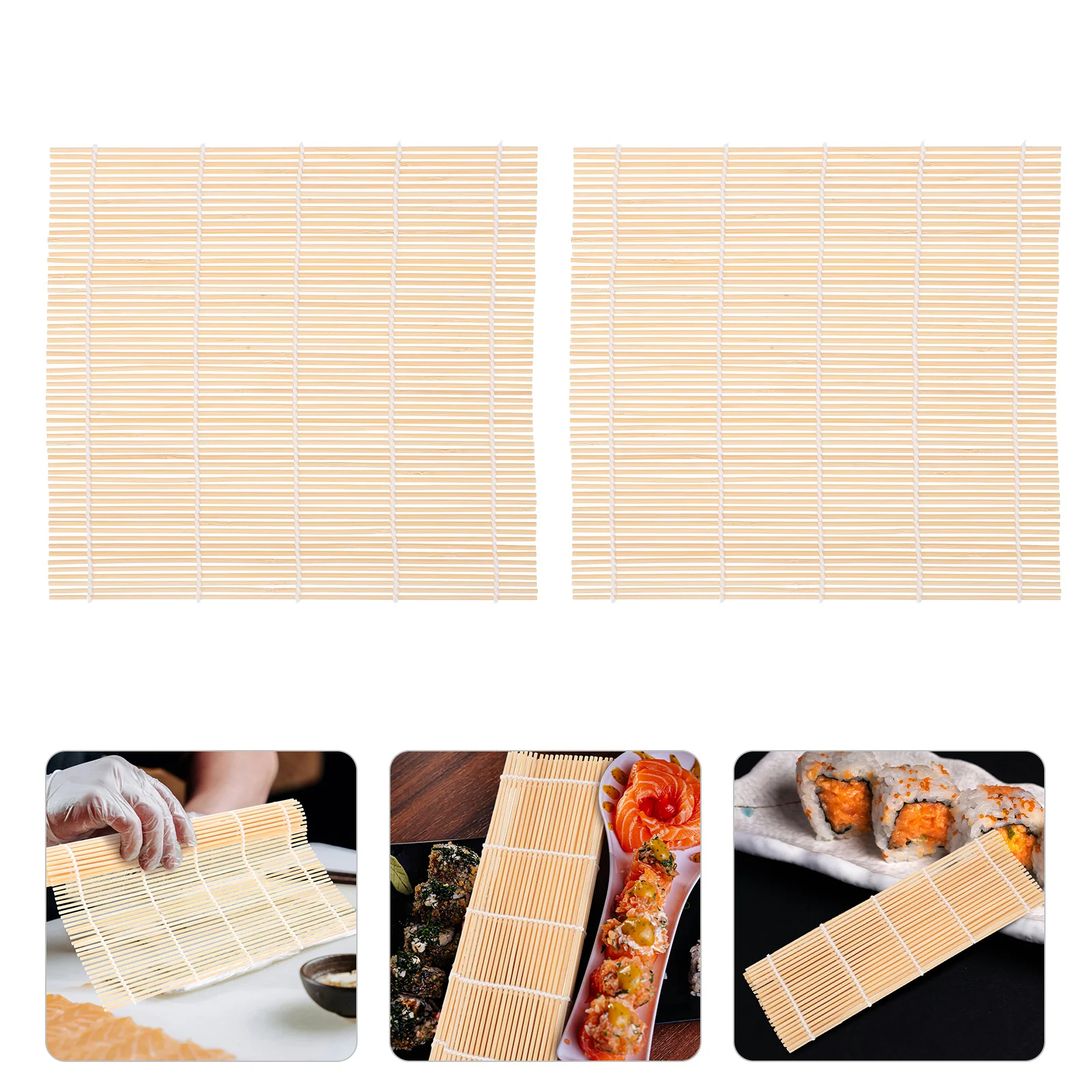 

2Pcs Sushi Bamboo Rolling Mats Carbonized Material Stable Design Ideal for Home Sushi Preparation