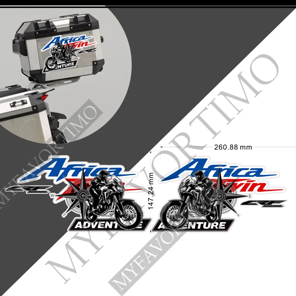 Motorcycle Sticker Tail Top Side Panniers Luggage Aluminium Box Case For Honda Africa Twin CRF1000L Adventure Sports