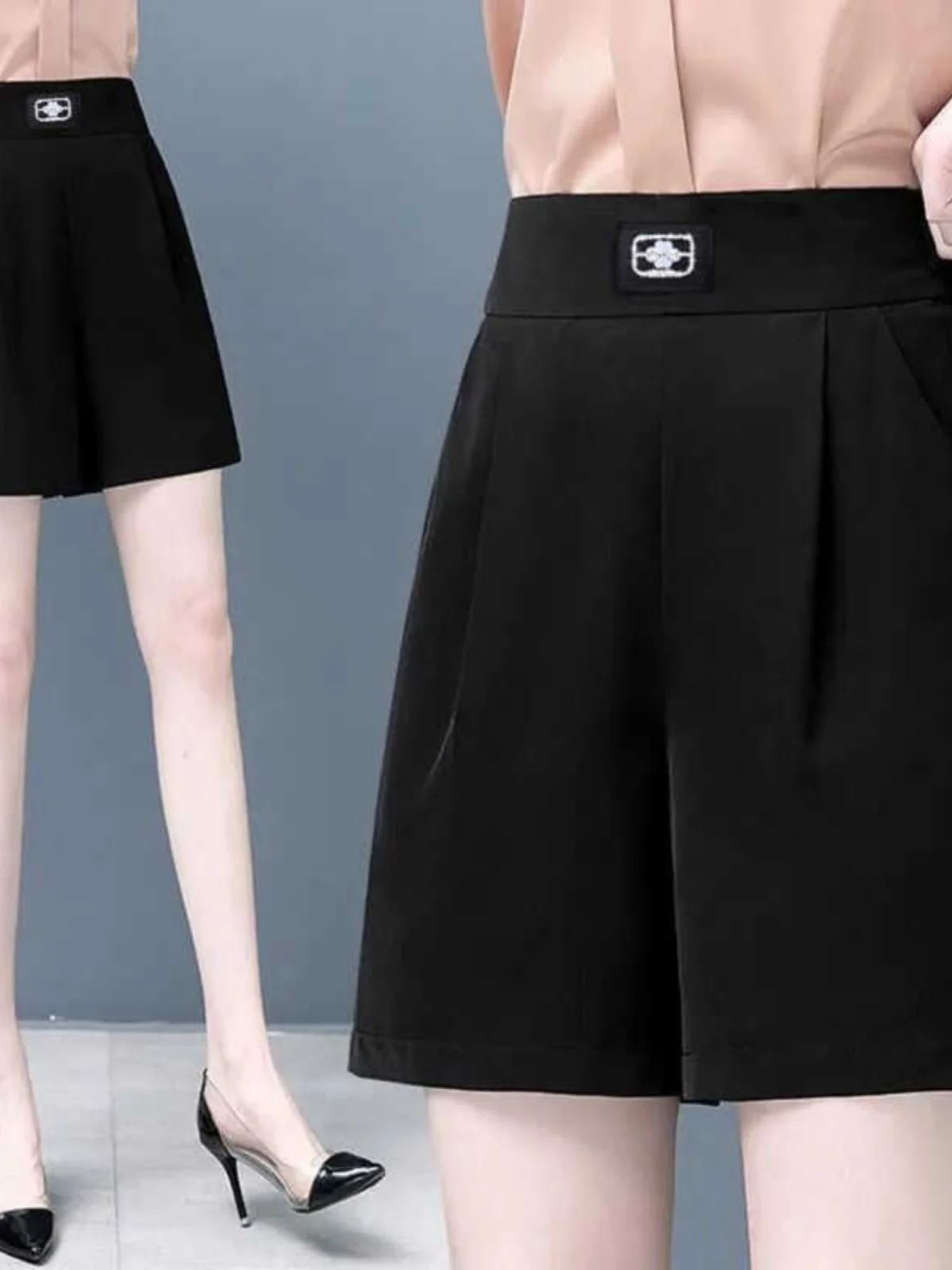 

Женские летние брюки с высокой талией и широкими штанинами, свободного кроя, повседневные, А-силуэт, с эффектом похудения, с декоративными элементами