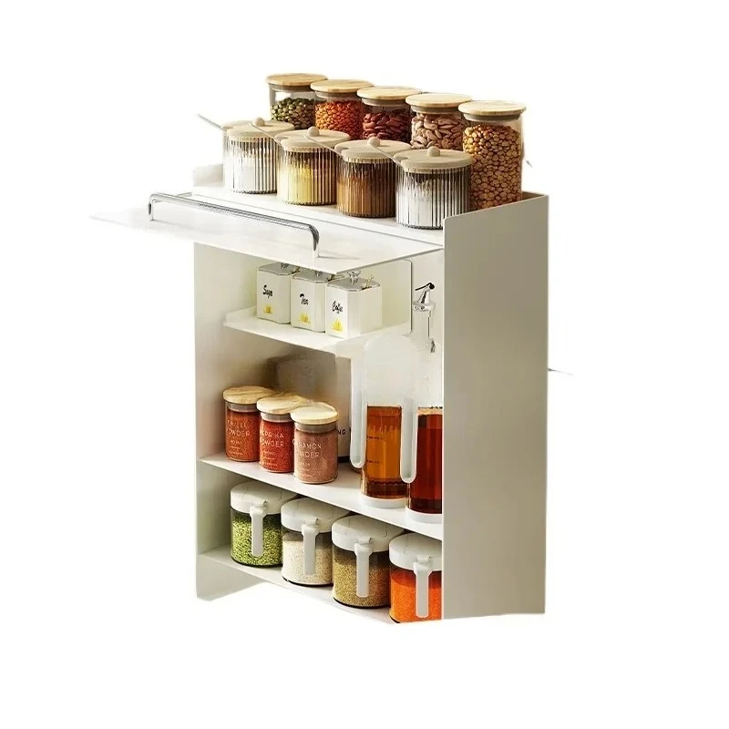 

кухонная полка для приправ с дверцей, бытовая столешница, шкаф для хранения пыли для приправ