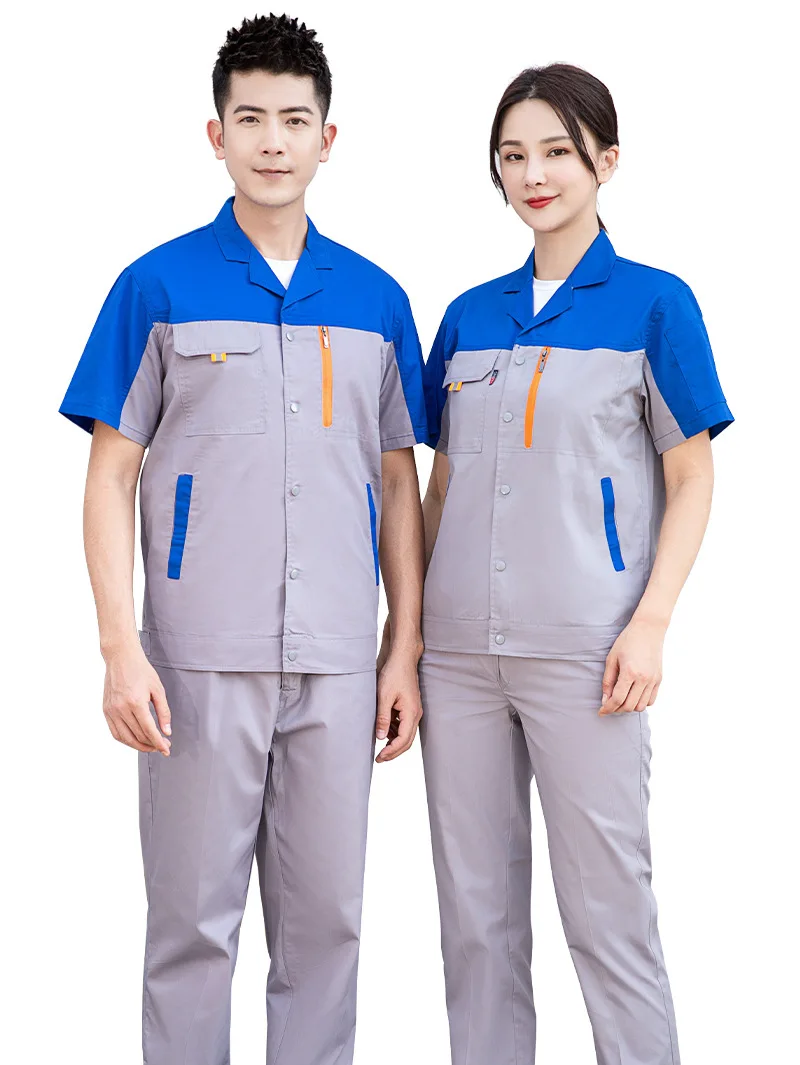 Summer Short Sleeve Work Clothing For Men Automobile Repair Uniform Thin Breathable Wear Resistant Work Coverall Welding Suits4x