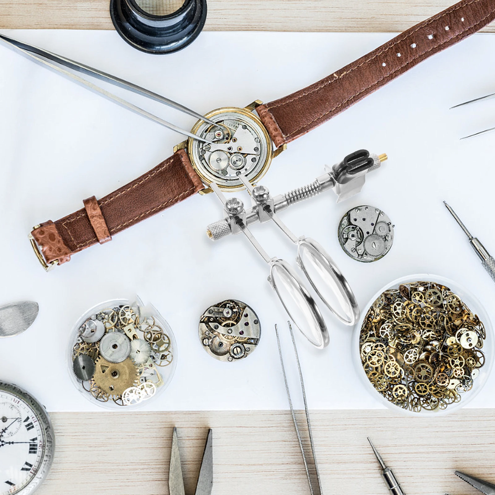 

25Mm Double Lens Magnifier Clip on Eyeglasses 5X Magnifying Glass Jewelry Watch Repair Loupe Jewelry Magnifier