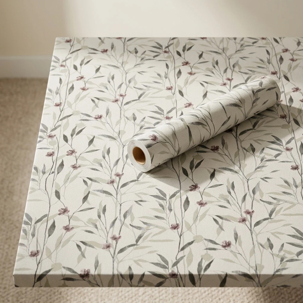 Green Leaf Self Adhesive Wallpaper Waterproof Vinyl Peel and Stick Contact Paper for Home Wall Cabinet Door DIY Renovation Decor
