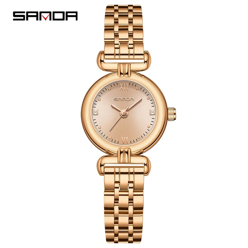 SANDA1126 Women's High Quality Quartz Watch with Diamond Sun Pattern Japanese Movement Waterproof Elegant Fashion Business Watch